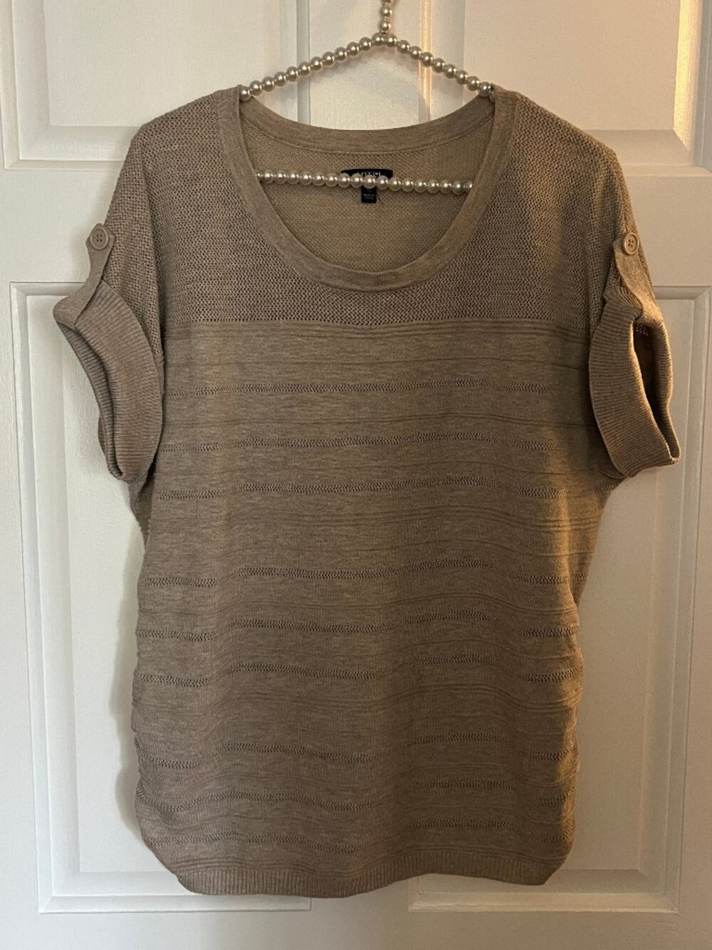 Apt. 9 Ladies Scoop Neck Roll Tab Short Sleeve Knit Sweater Size XL